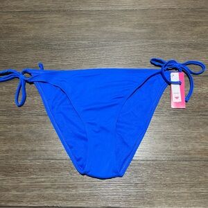 String Bikini High Leg Swimsuit Bathing Suit Bottom Blue Ribbed X-Large NWT